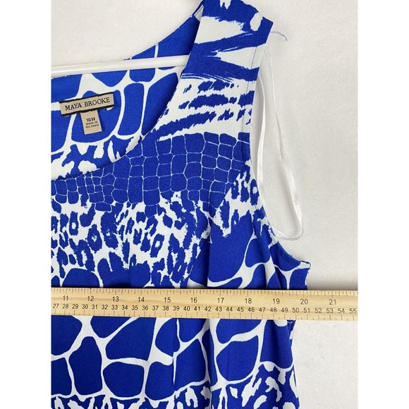 Maya Brooke Blue Dress Animal Pattern Blue Tank Sz. 16W - Picture 10 of 11